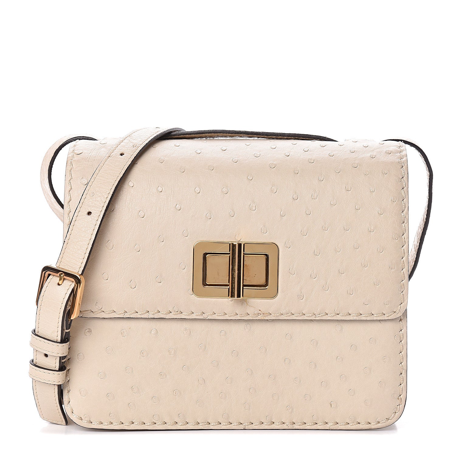 Chloe Ostrich Louise Shoulder Bag Ivory 1 of 14