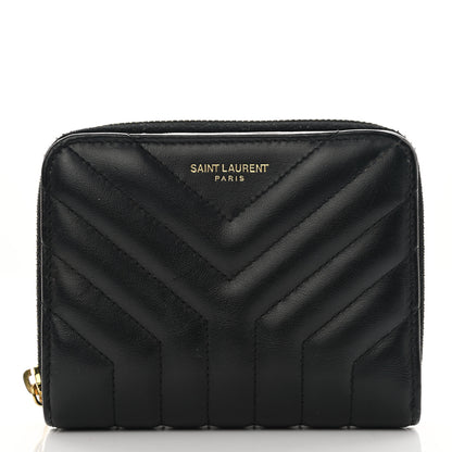 Saint Laurent Calfskin Matelasse Joan Compact Zip Around Wallet Black 1 of 9