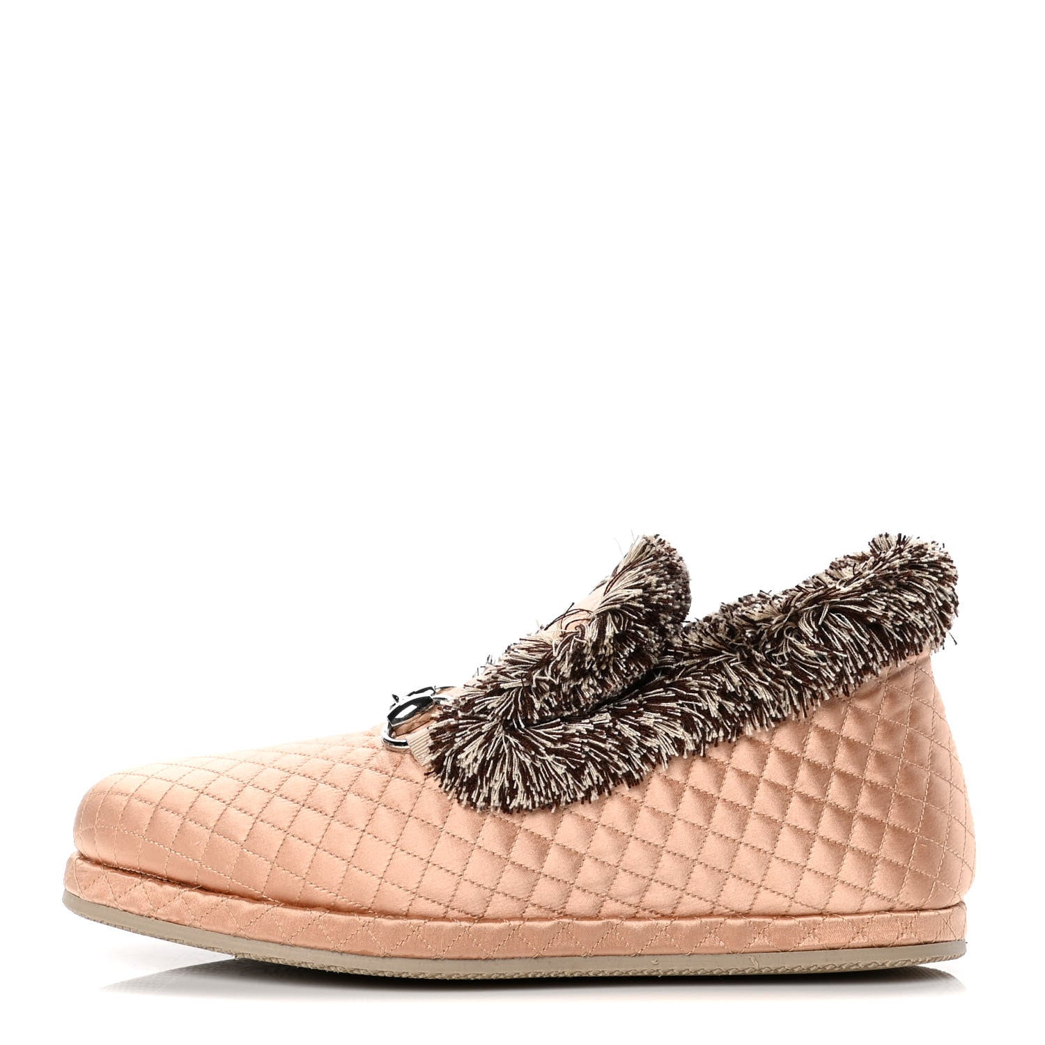 Gucci Satin Quilted Womens Fria Horsebit Loafers 35.5 Apricot Beige 1 of 10