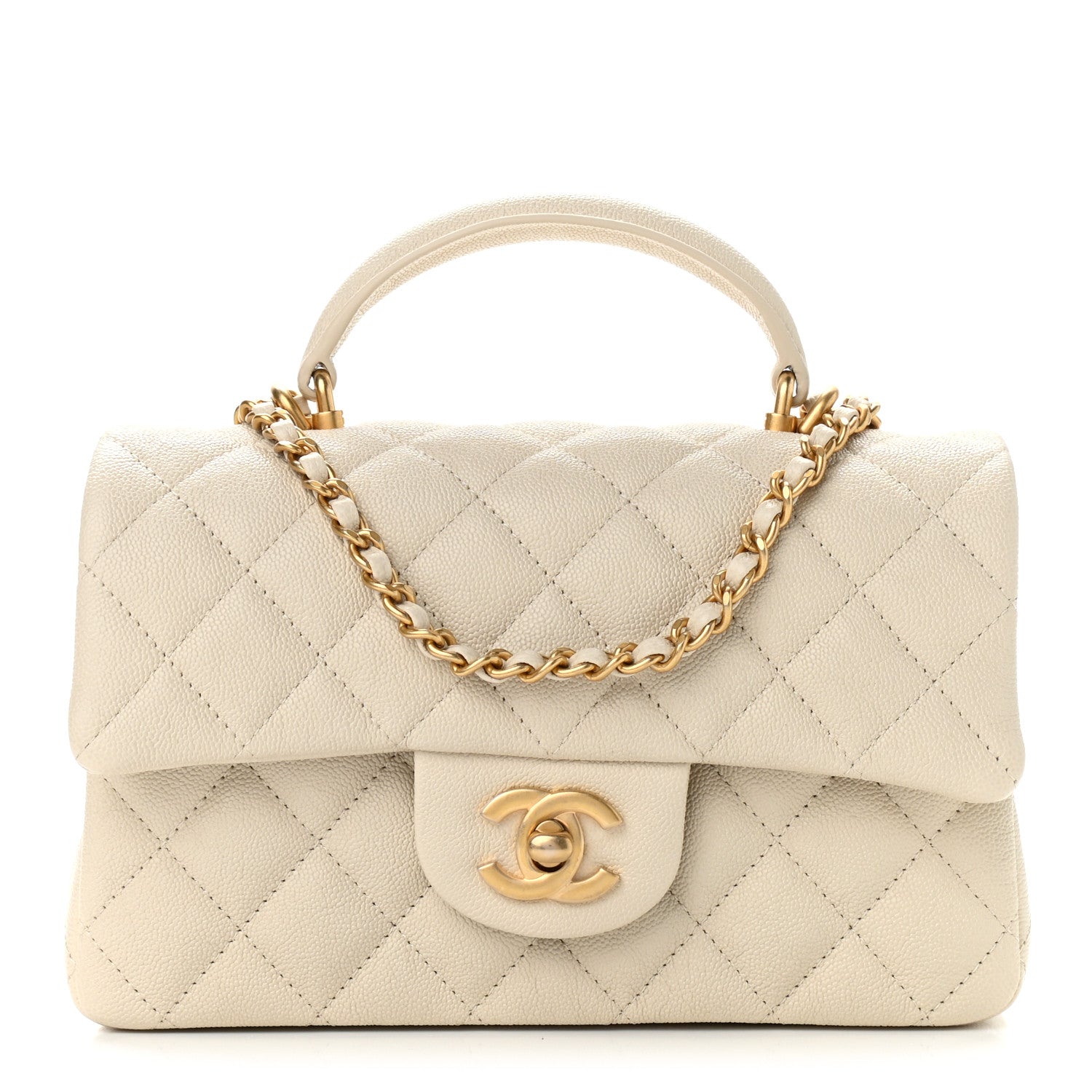 Chanel Caviar Quilted Mini Top Handle Rectangular Flap Beige 1 of 11