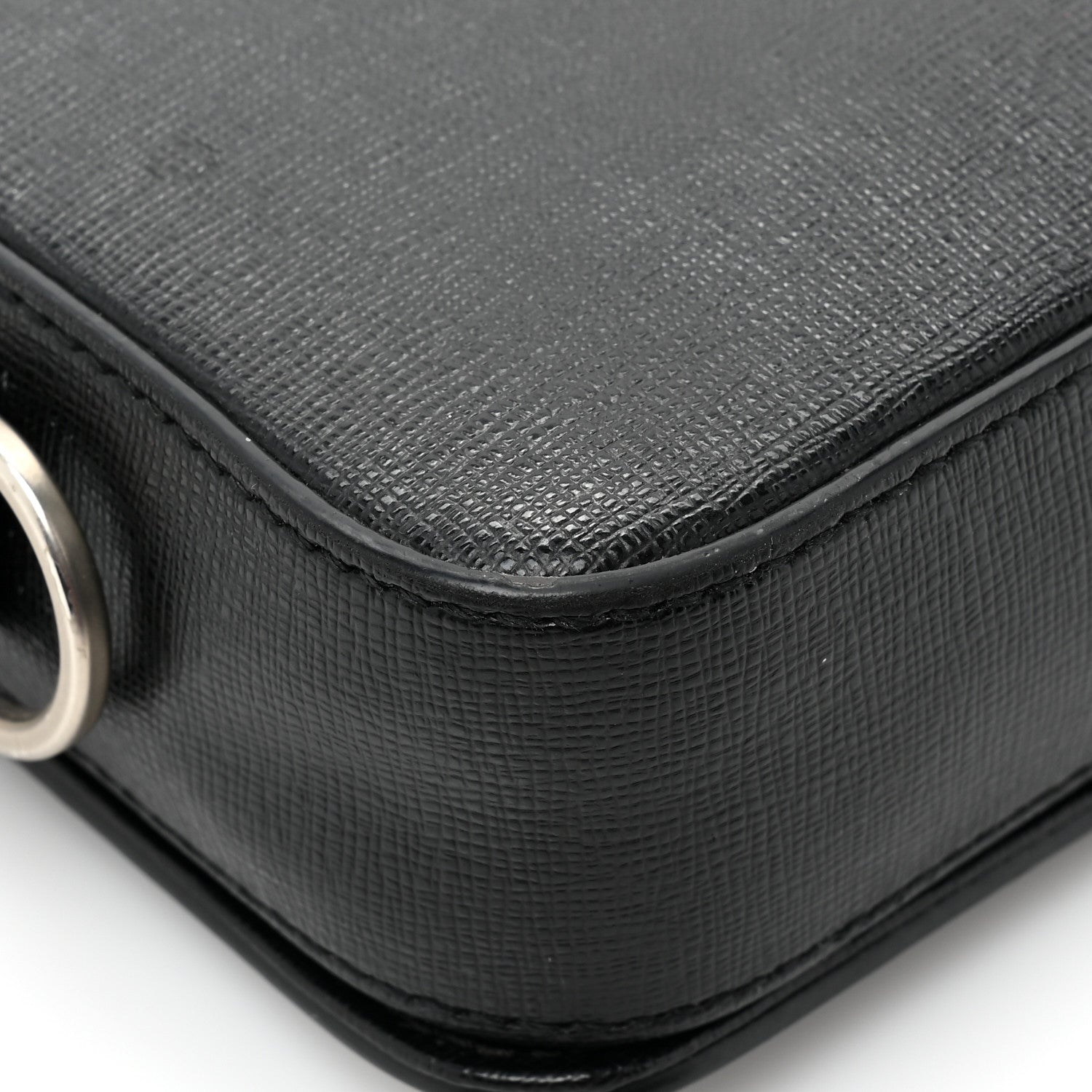 Off-White Saffiano Striped Mini Diag Binder Clip Bag Black White 15 of 18