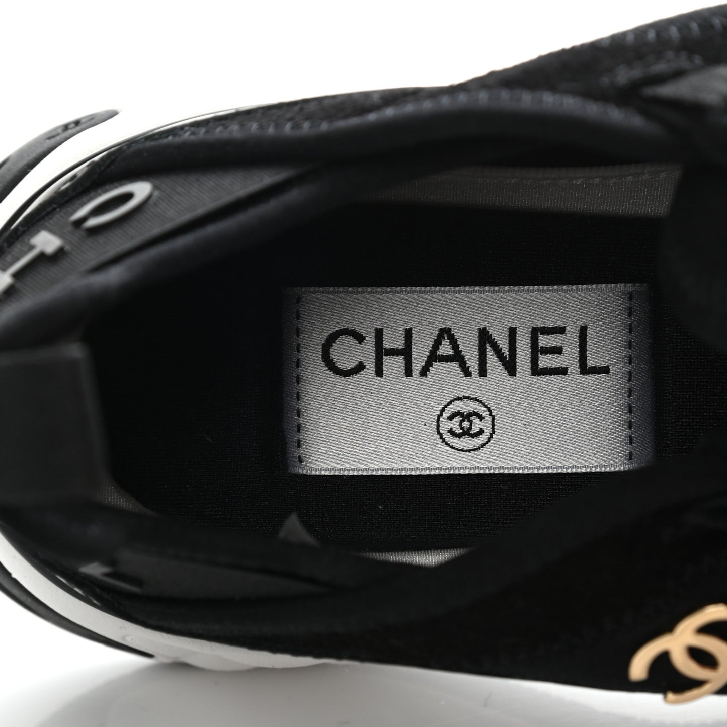 Velvet Calfskin Mixed Fibers CC Sneakers 35 Black