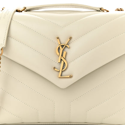 Saint Laurent Calfskin Y Quilted Monogram Small Loulou Chain Satchel Crema Soft 15 of 19