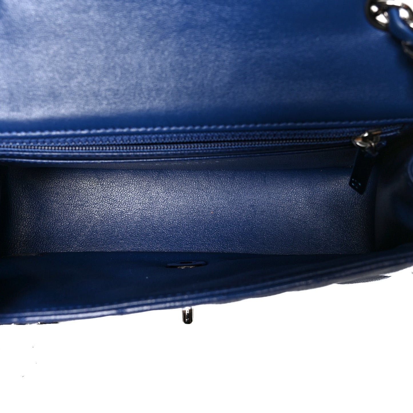 Lambskin Quilted Mini Rectangular Flap Dark Blue