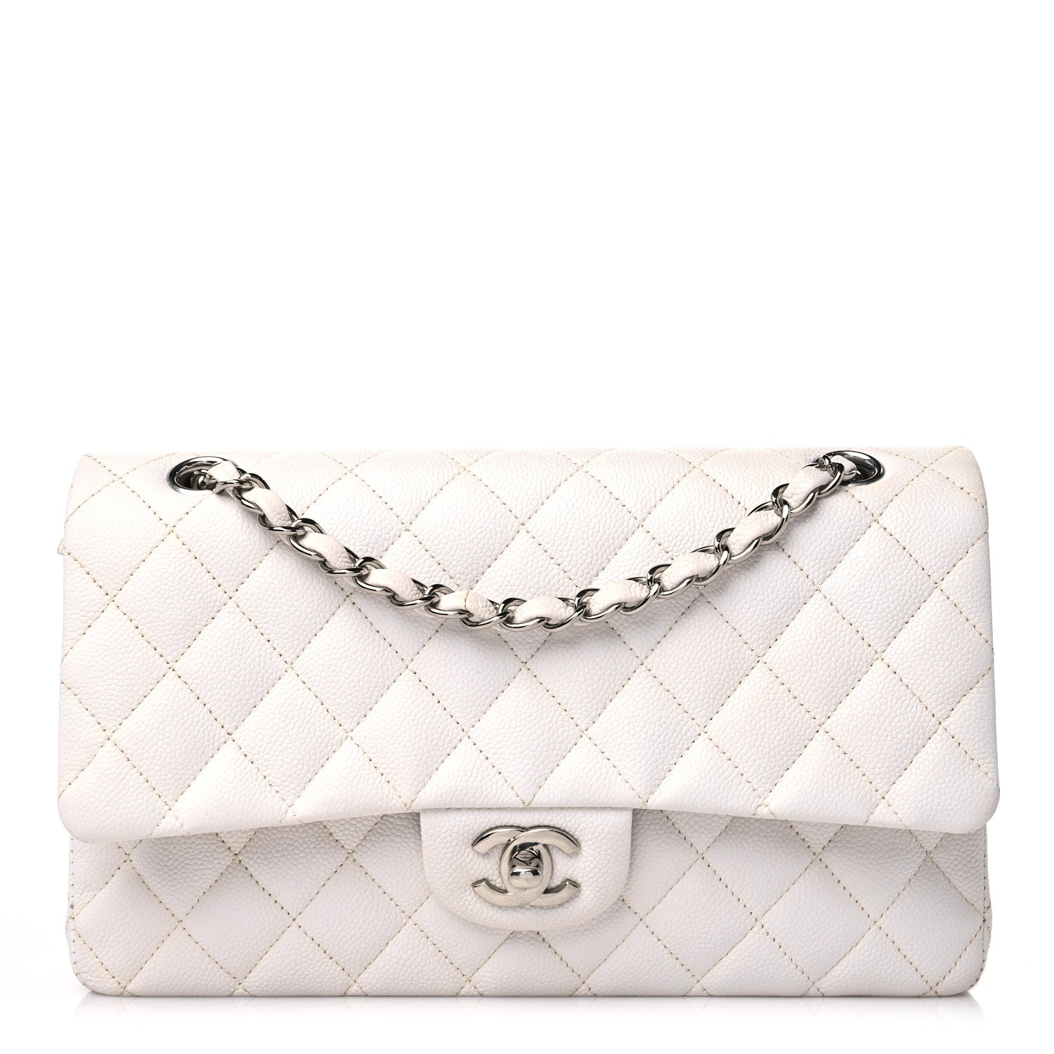 Chanel Caviar Quilted Medium Double Flap White 1 of 15