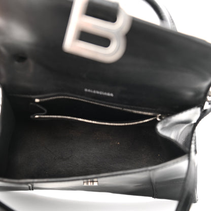 Balenciaga Shiny Box Calfskin Graffiti Logo Small Hourglass Top Handle Bag Black Silver 11 of 17