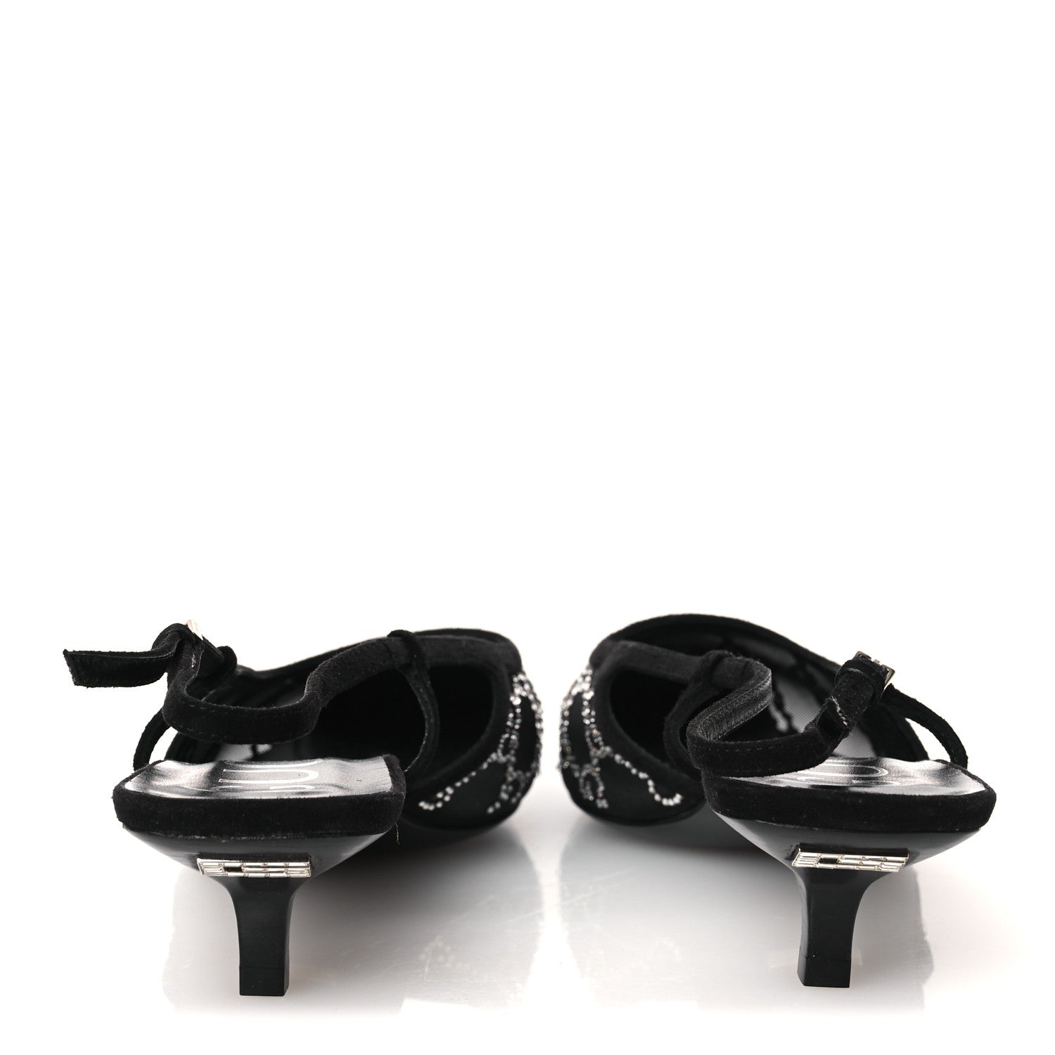 Gucci Tela Retino Kid Scamosciato Crystal GG Monogram Square G 35mm Slingback Pumps 39 Black 6 of 9