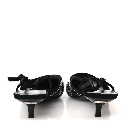 Gucci Tela Retino Kid Scamosciato Crystal GG Monogram Square G 35mm Slingback Pumps 39 Black 6 of 9