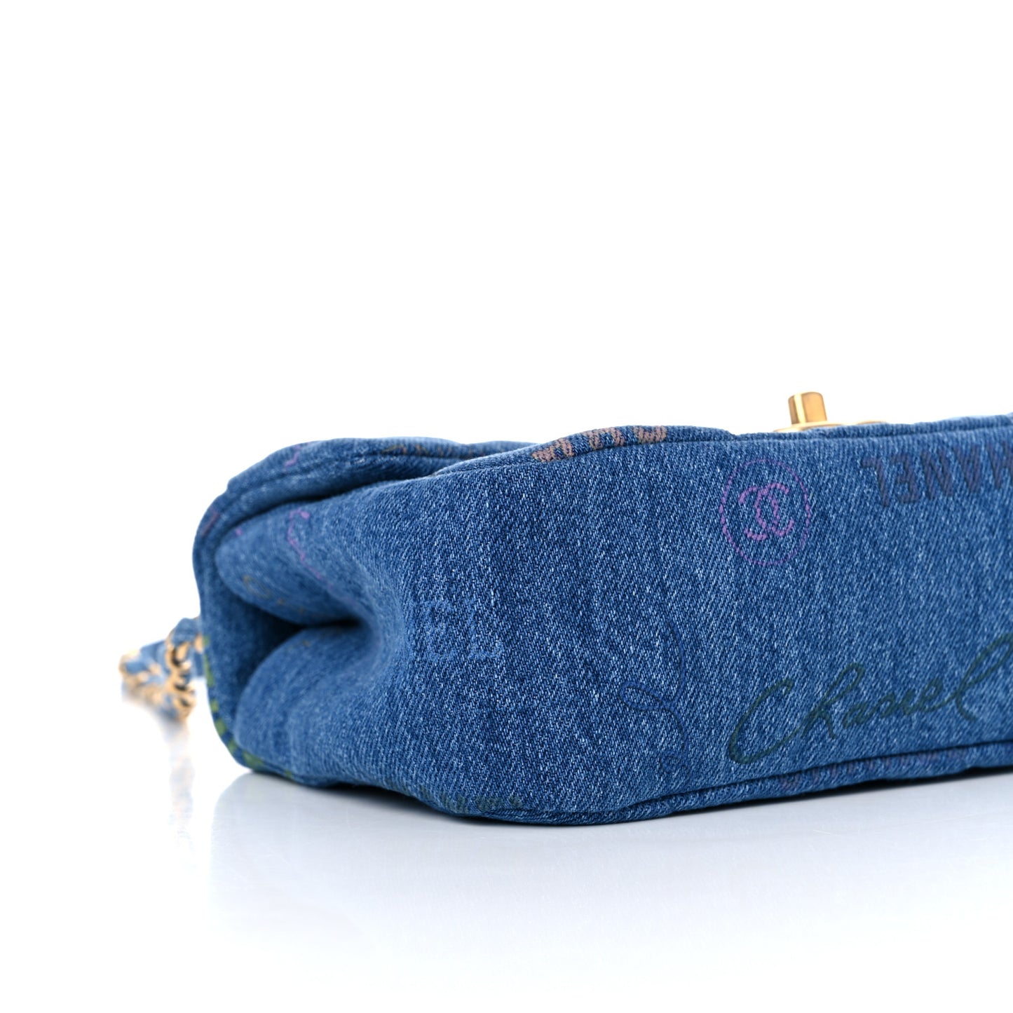 Denim Quilted Mini Denim Mood Rectangular Flap Blue Multicolor