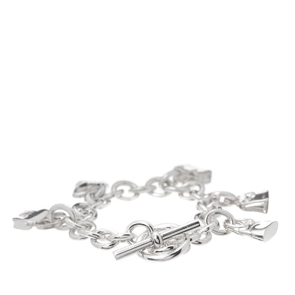 Hermes Sterling Silver Five Bags Amulette Charm Bracelet LG 4 of 6