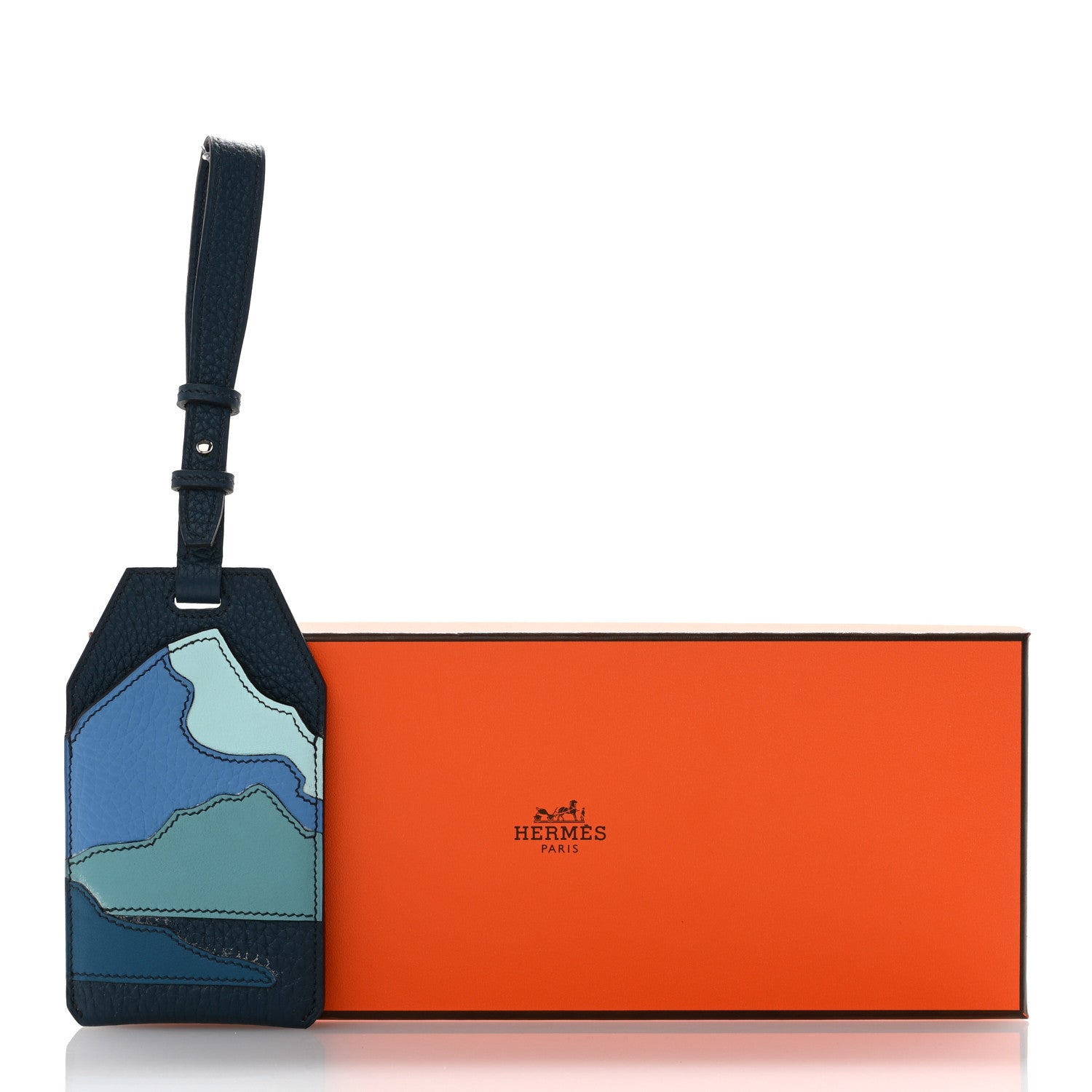 Hermes Togo Swift Taurillon Clemence Endless Road Luggage Tag Bleu De Prusse 5 of 5