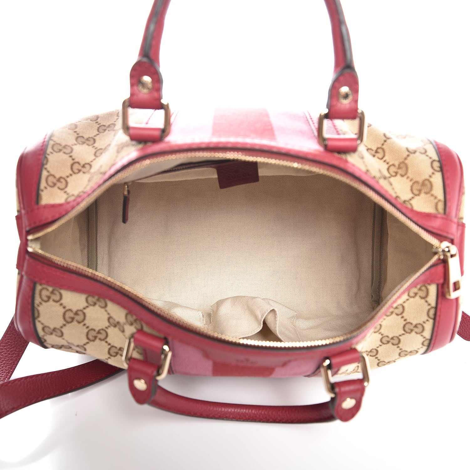 Gucci Monogram Cellarius Calfskin Vintage Web Medium Boston Beige Ebony Soft Burgundy Peonia Flower 6 of 10