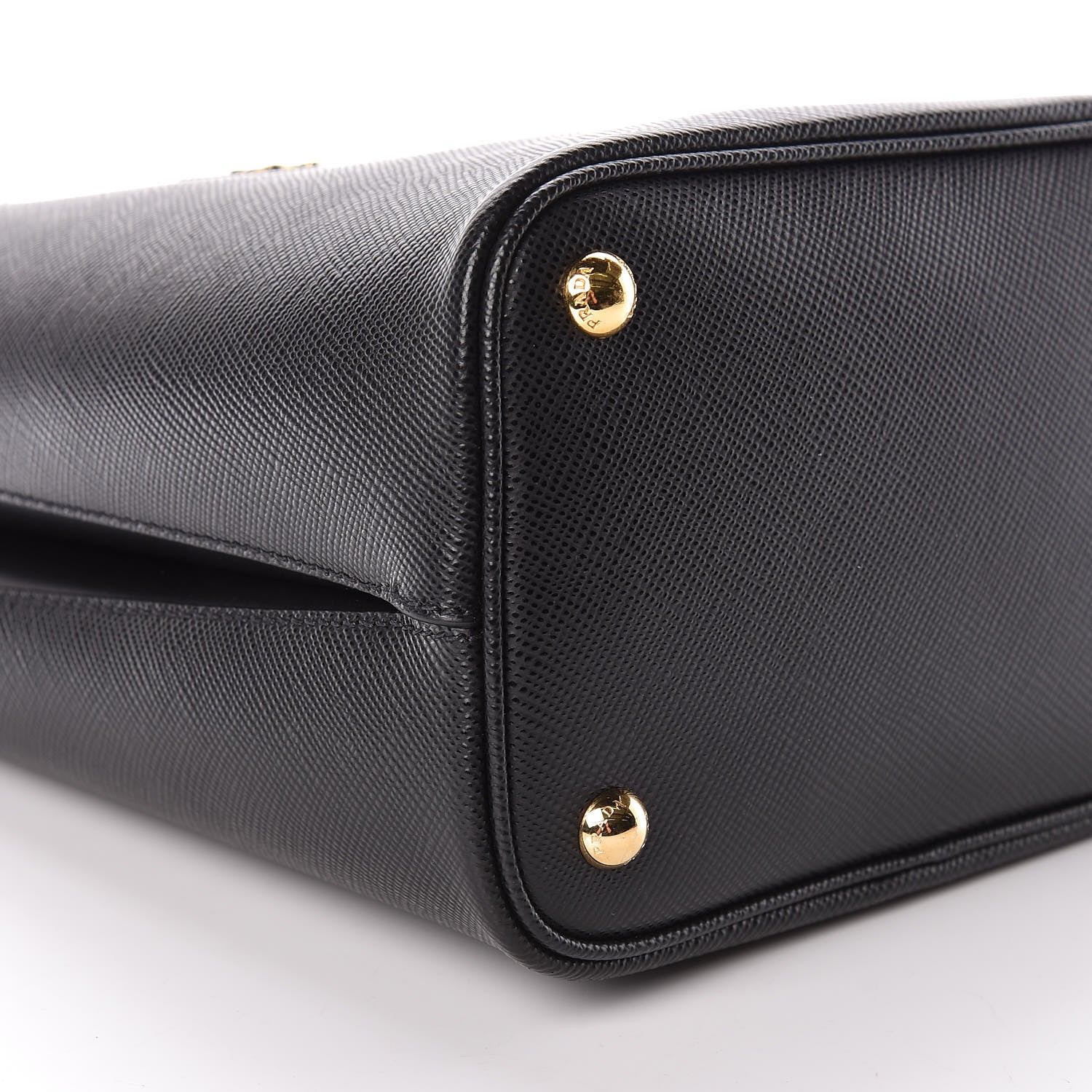 Prada Saffiano Cuir Medium Panier Bucket Bag Black Fuoco 8 of 9