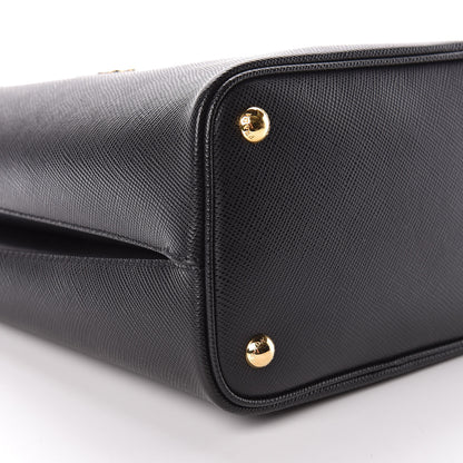 Prada Saffiano Cuir Medium Panier Bucket Bag Black Fuoco 8 of 9