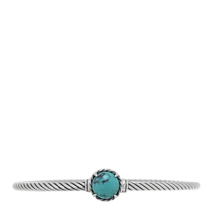 David Yurman Sterling Silver Turquoise 3mm Chatelaine Bracelet 1 of 3