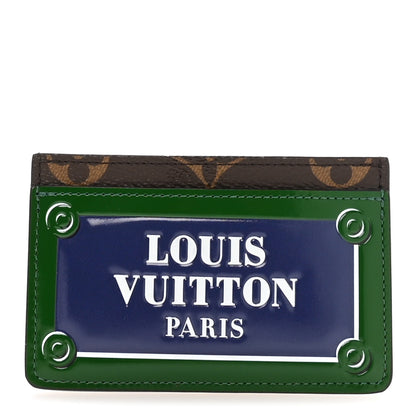 Louis Vuitton Monogram Calfskin Simple Card Holder Blue Green 1 of 6