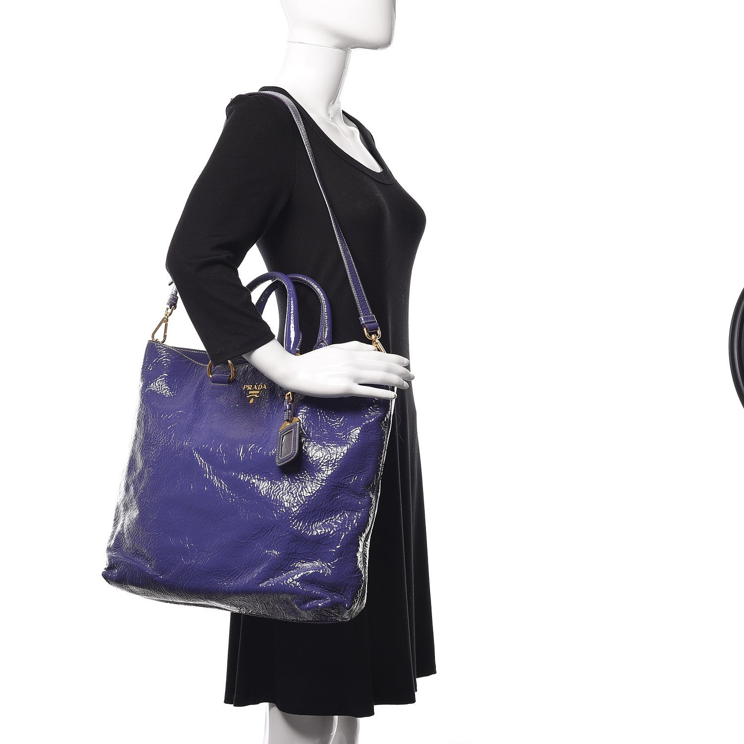 Prada Vernice Naplak Shopping Tote Iris 2 of 12