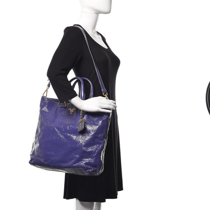 Prada Vernice Naplak Shopping Tote Iris 2 of 12