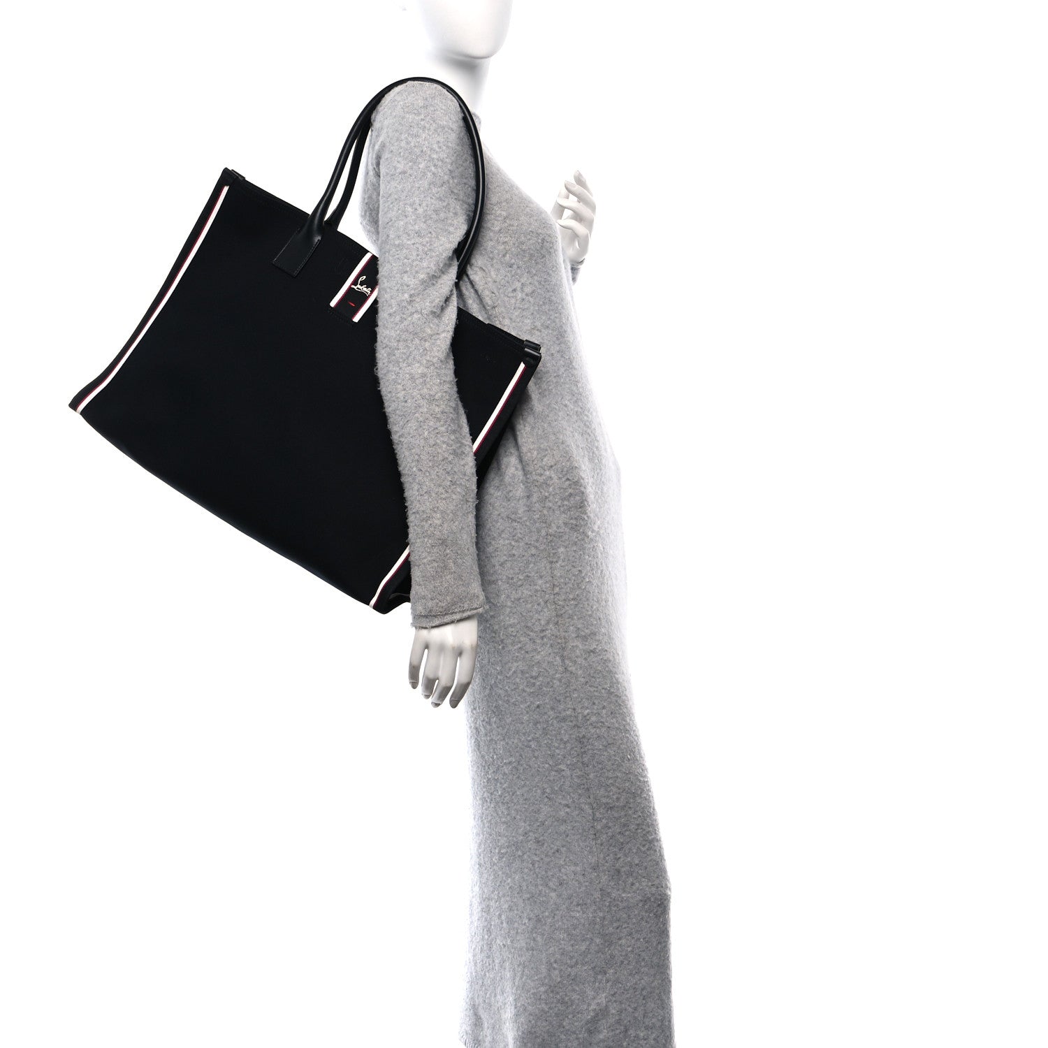 Christian Louboutin Linen Calfskin Extra Large Nastroloubi F.A.V.L. Tote Black 2 of 10