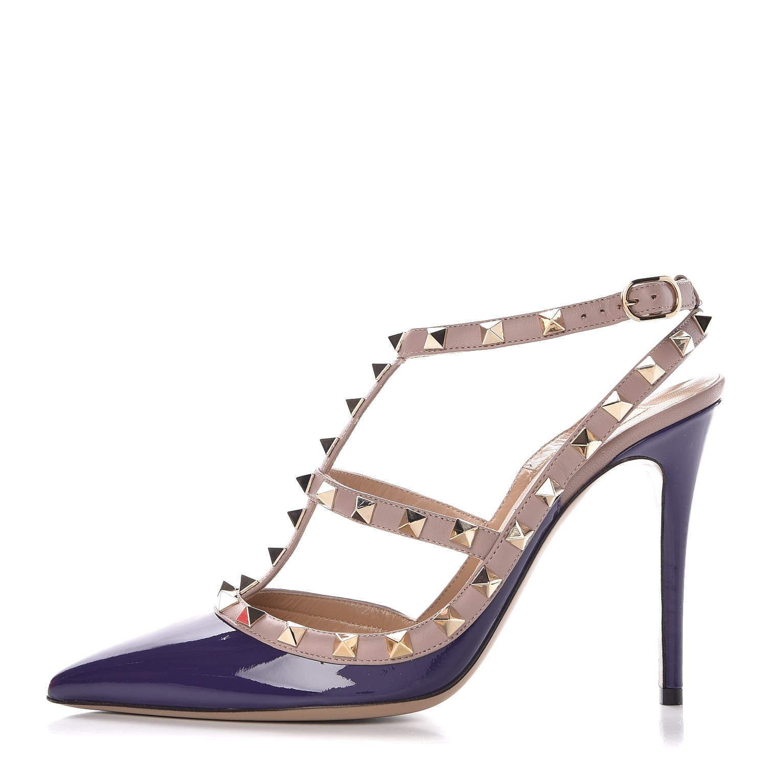 Valentino Garavani Patent Rockstud Ankle Strap Pumps 39 Purple Poudre 1 of 8