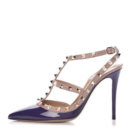 Valentino Garavani Patent Rockstud Ankle Strap Pumps 39 Purple Poudre 1 of 8
