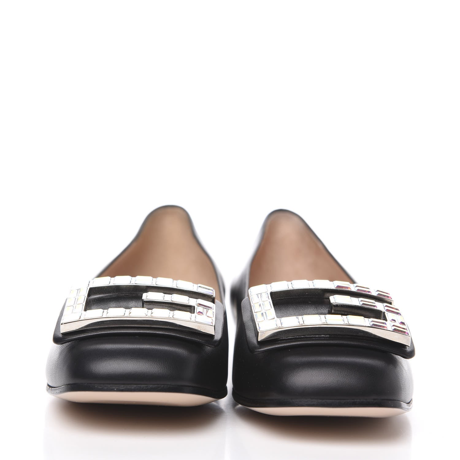 Gucci Malaga Kid Crystal Square G Madelyn Ballet Flats 36 Black 2 of 8