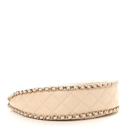 Chanel Lambskin Quilted Small Hobo Bag Light Beige 4 of 11