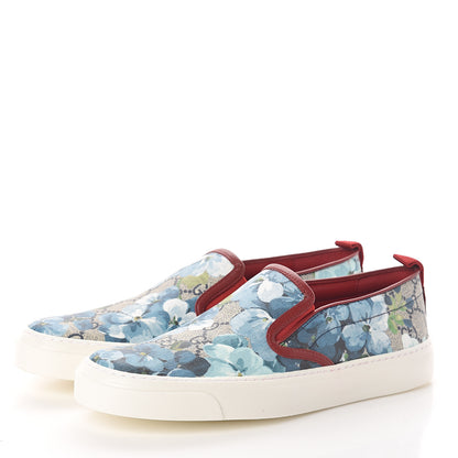 Gucci GG Supreme Monogram Blooms Womens Slip On Sneakers 36.5 Beige Blue Navy Red 3 of 7