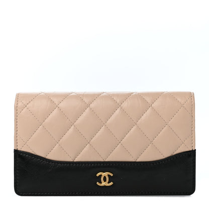 Chanel Aged Calfskin Quilted Gabrielle Yen Wallet Beige Black 1 of 4
