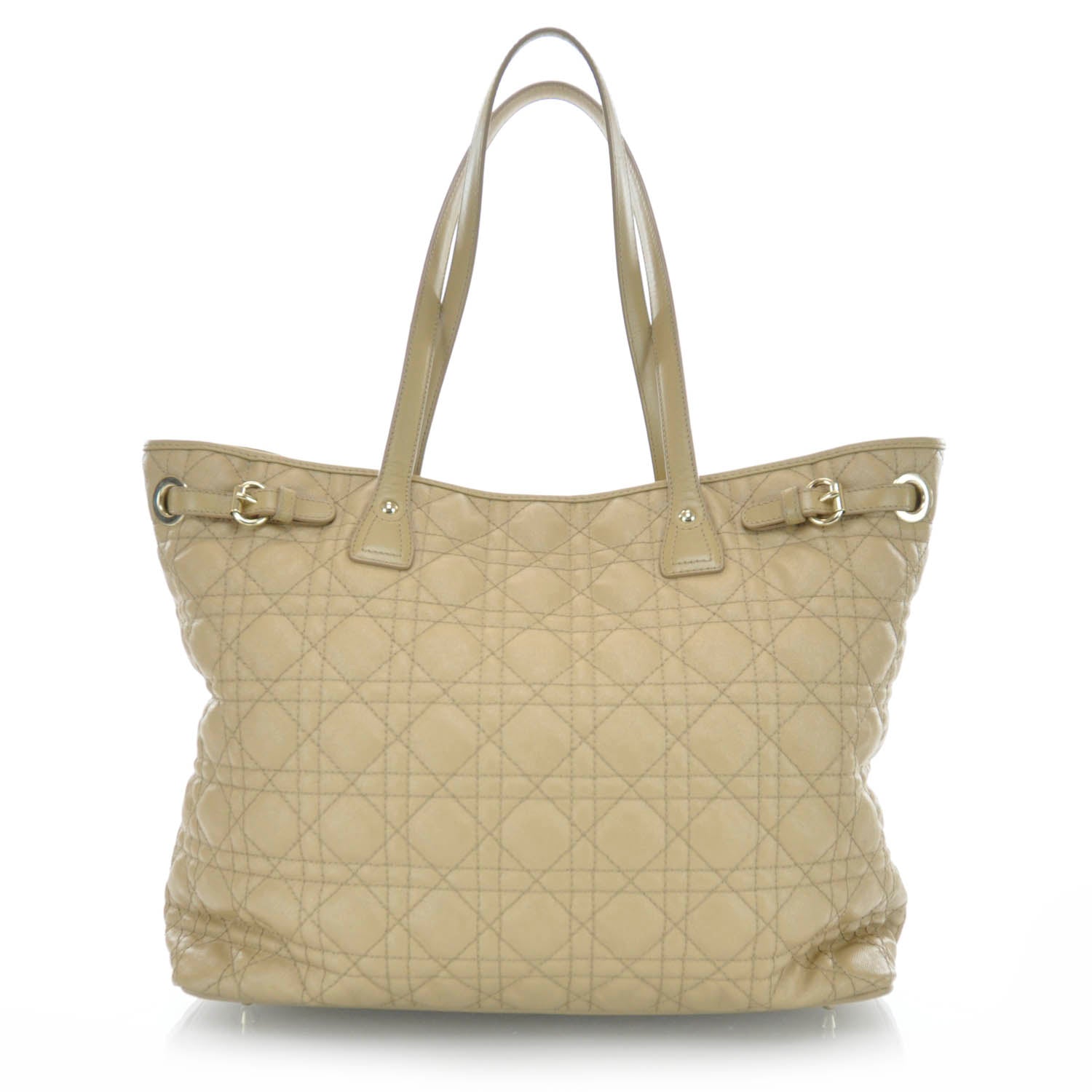 Christian Dior Lambskin Cannage Medium Panarea Tote Beige 3 of 9