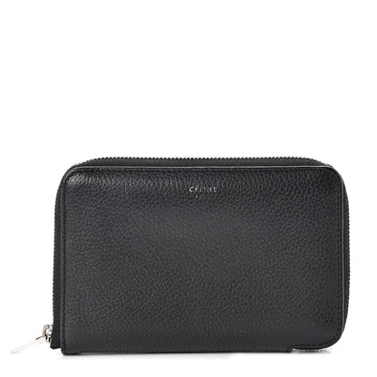 Celine Drummed Calfskin Zip Around Multifunction Wallet Black Citron 1 of 15
