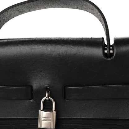 Hermes Toile Vache Calfskin Herbag 40 GM Black 11 of 17