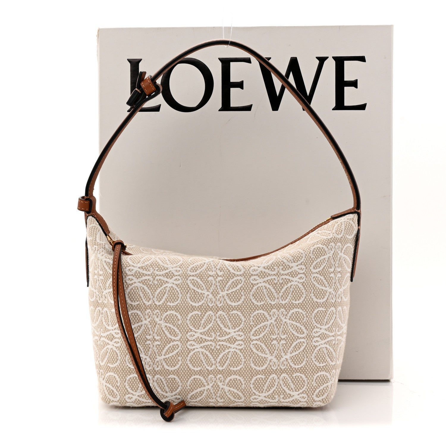 Loewe Jacquard Anagram Calfskin Small Cubi Bag Ecru Tan 11 of 11