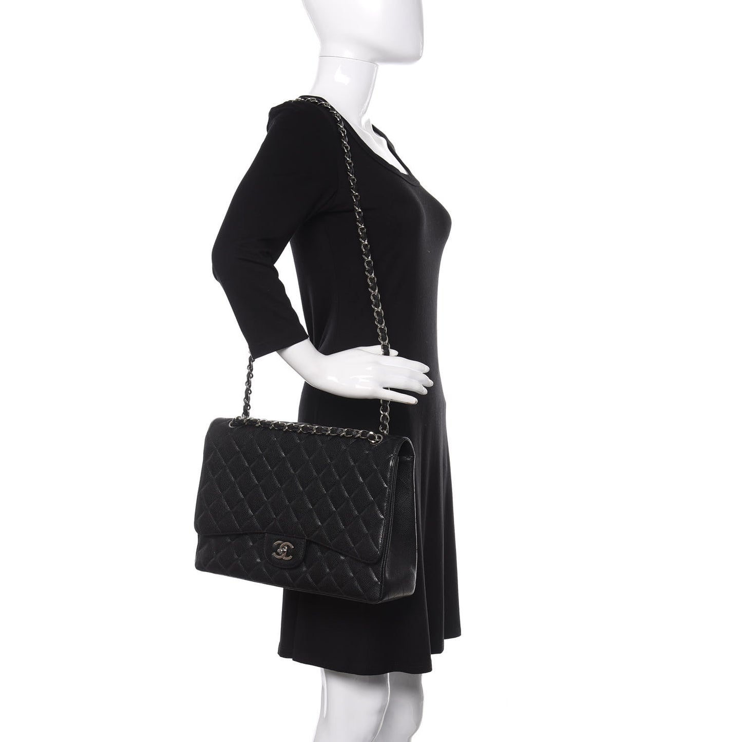 Caviar Quilted Maxi Single Flap Black