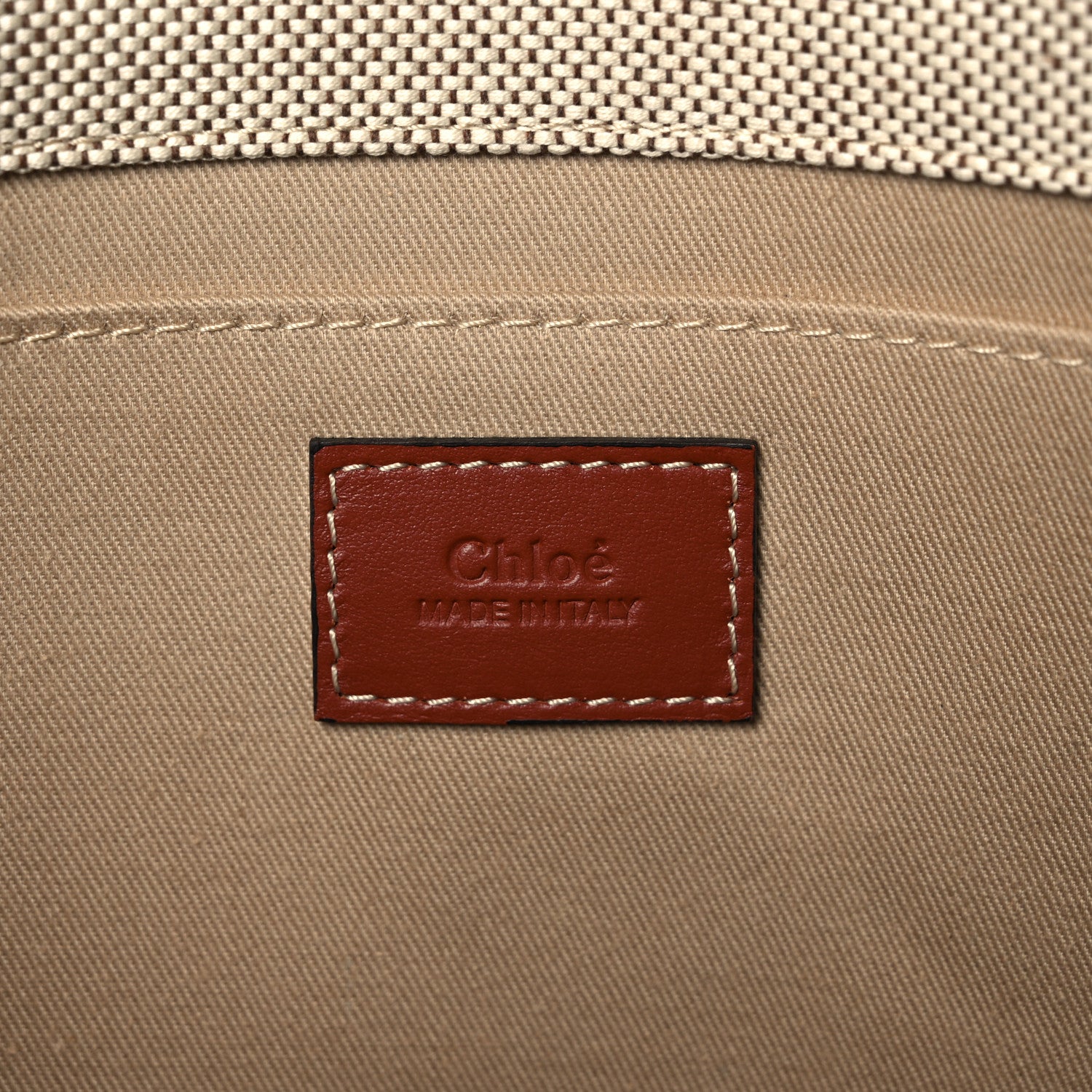 Chloe Cotton Calfskin Medium Woody Ribbon Tote White Brown 6 of 11