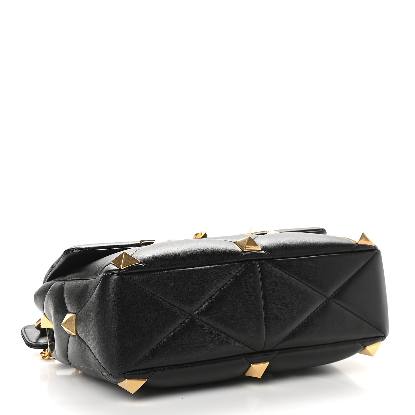 Nappa Large Roman Stud Shoulder Bag Black