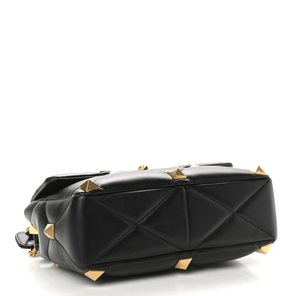 Valentino Garavani Nappa Large Roman Stud Shoulder Bag Black 4 of 8