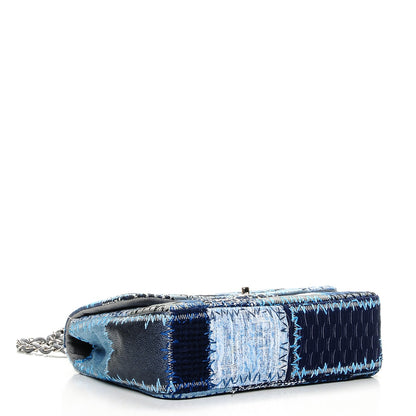 Chanel Denim Tweed Patchwork Jumbo Single Flap Blue 4 of 7