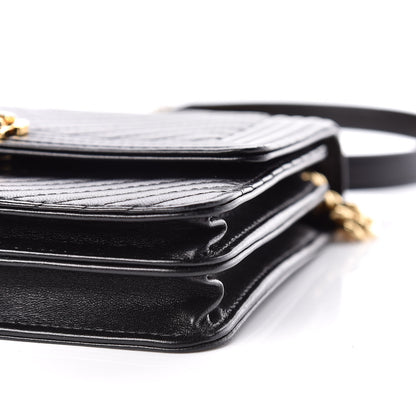 Chanel Lambskin Chevron Quilted Boy Square Wallet on Chain WOC Black 11 of 12