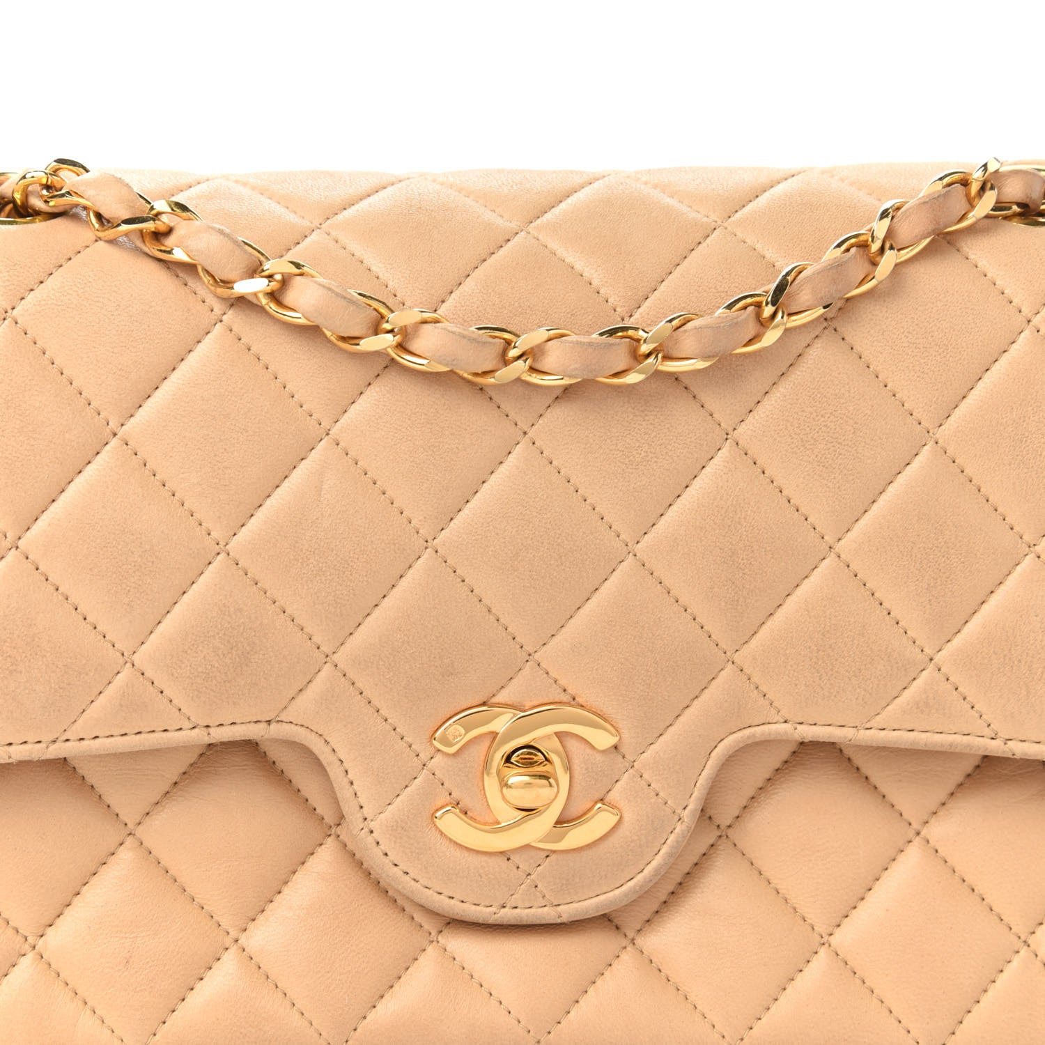Chanel Lambskin Quilted Small Double Flap Beige 12 of 14