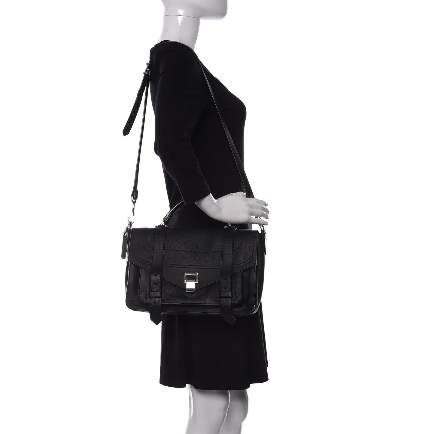 Soft Grainy Calfskin Medium PS1 Satchel Black