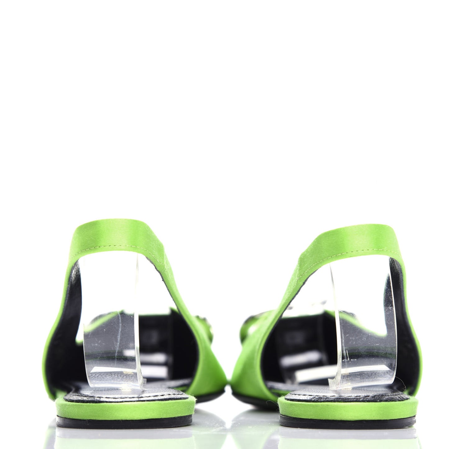 Satin BB Knife Pointy Toe Slingback Flats 36 Neon Green