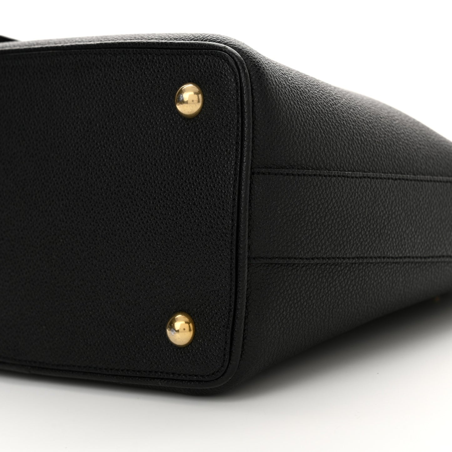 Grained Calfskin Medium Emmanuelle Bucket Bag Black