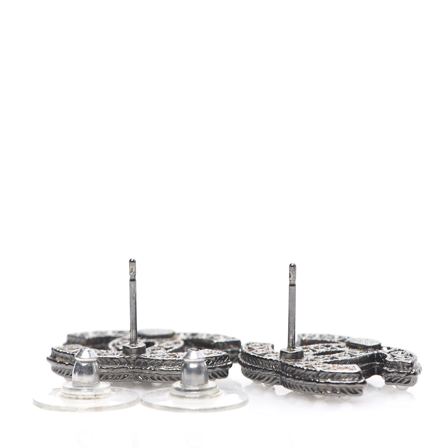 Pearl CC Earrings Ruthenium
