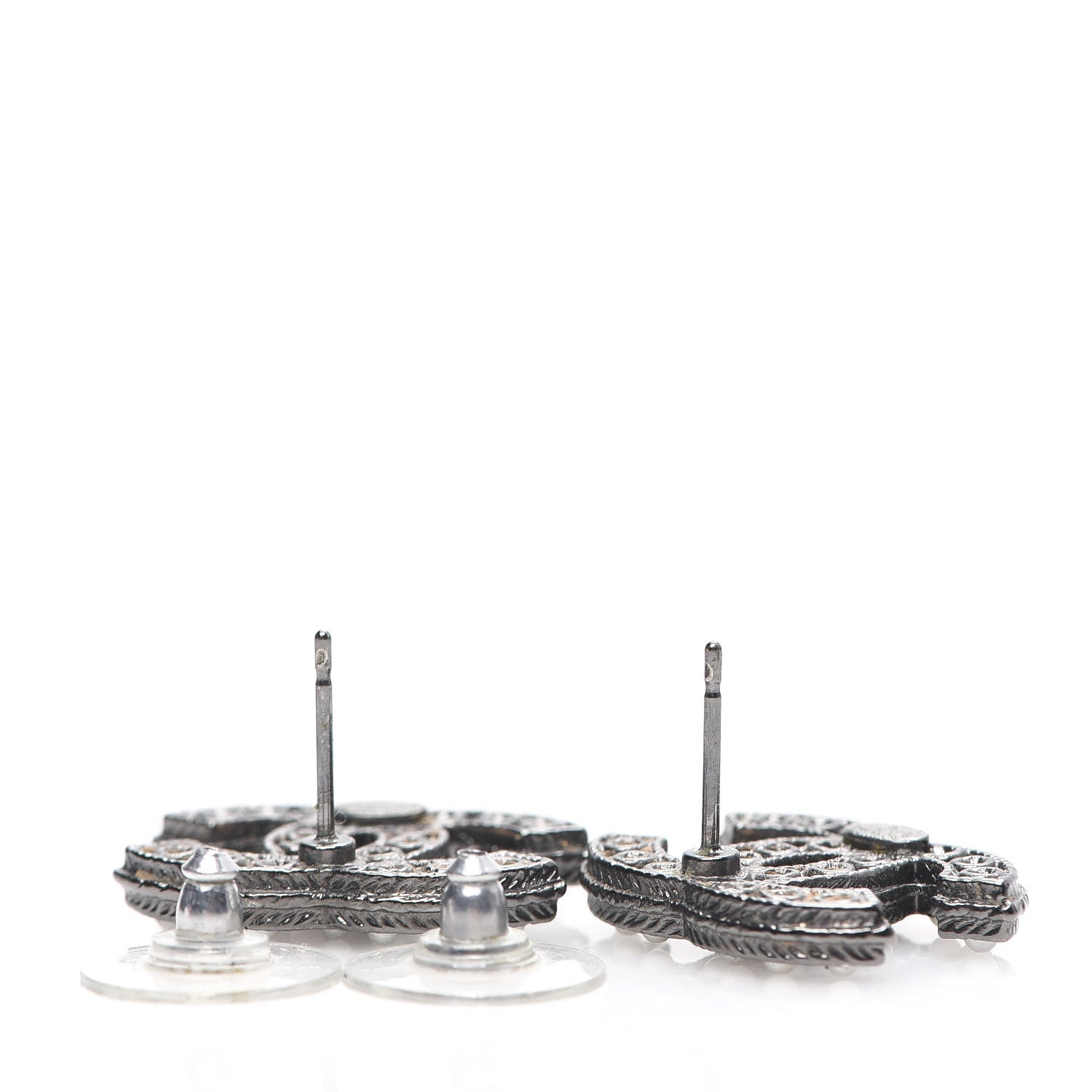 Chanel Pearl CC Earrings Ruthenium 3 of 4