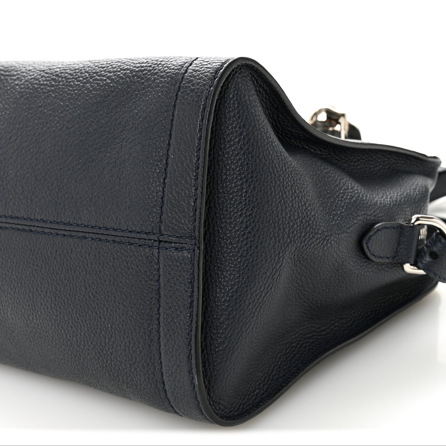 Alexander McQueen Pebbled Calfskin Small Skull Padlock Zip Around Tote Navy 10 of 10
