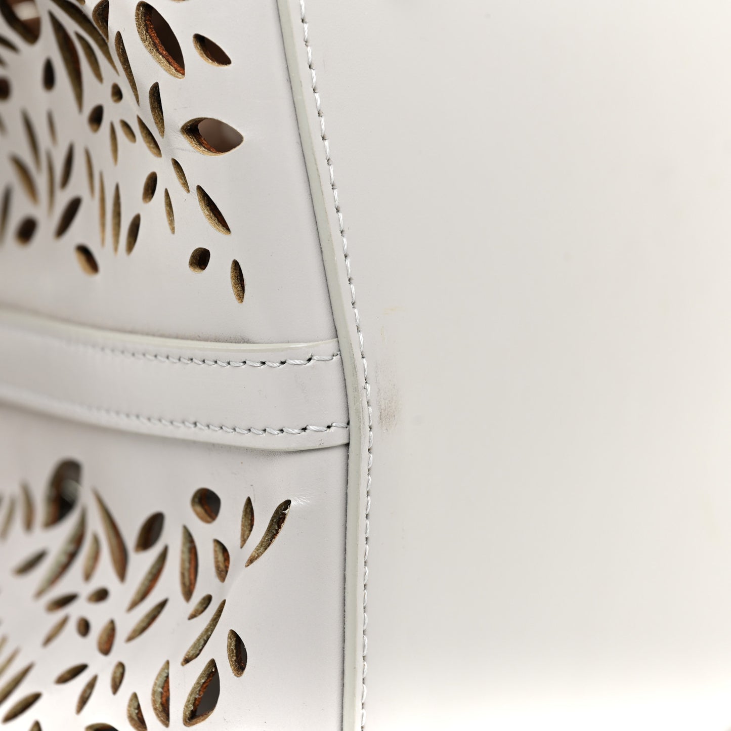 Calfskin Laser Cut Mina 32 Bag White