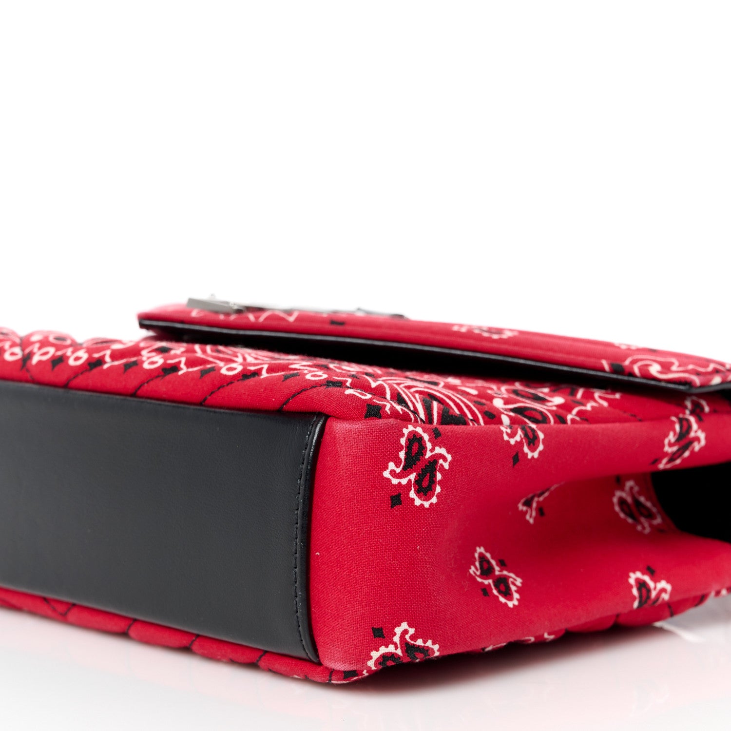 Saint Laurent Canvas Bandana Matelasse Chevron Medium College Bag Red 11 of 13
