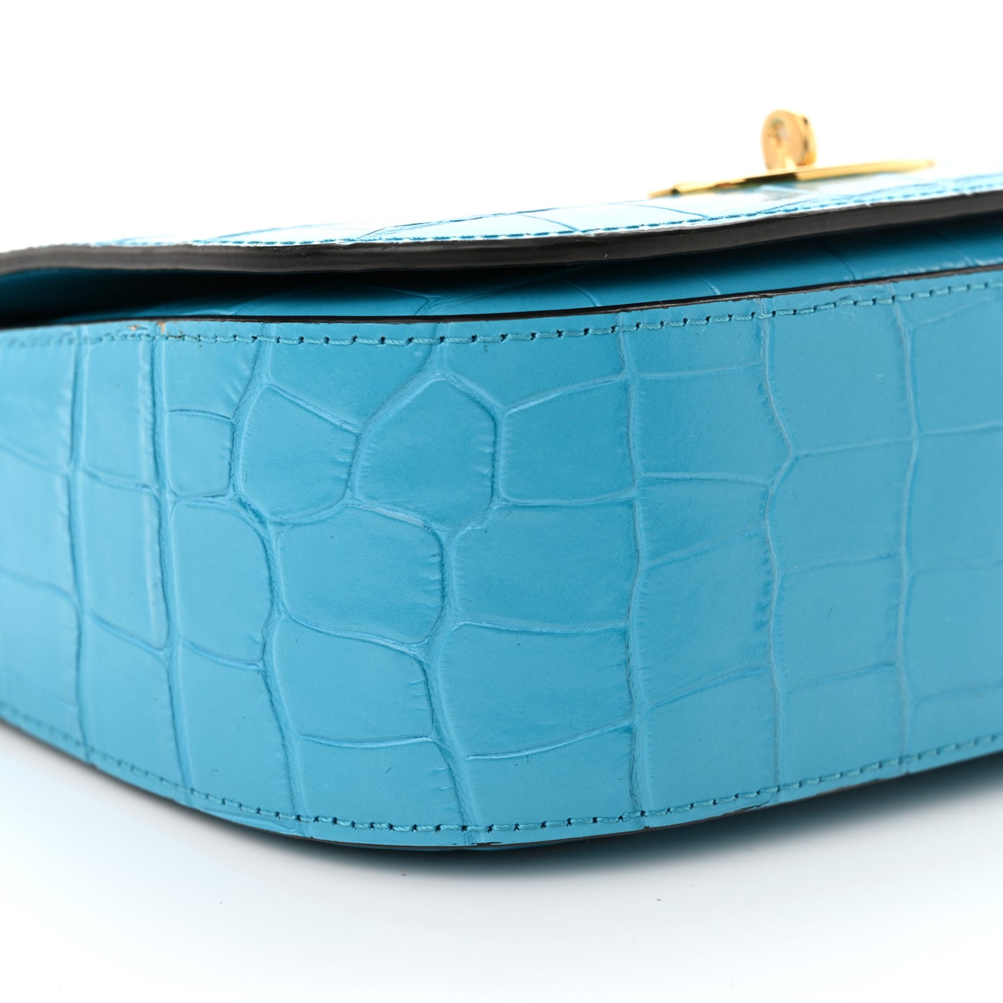 Deep Calfskin Crocodile Embossed Small Darley Azure