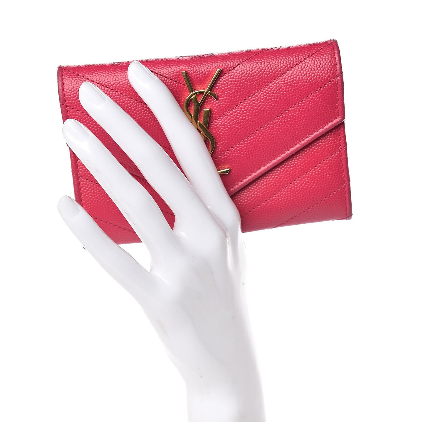 Grain De Poudre Matelasse Chevron Small Monogram Envelope Wallet Bubblegum